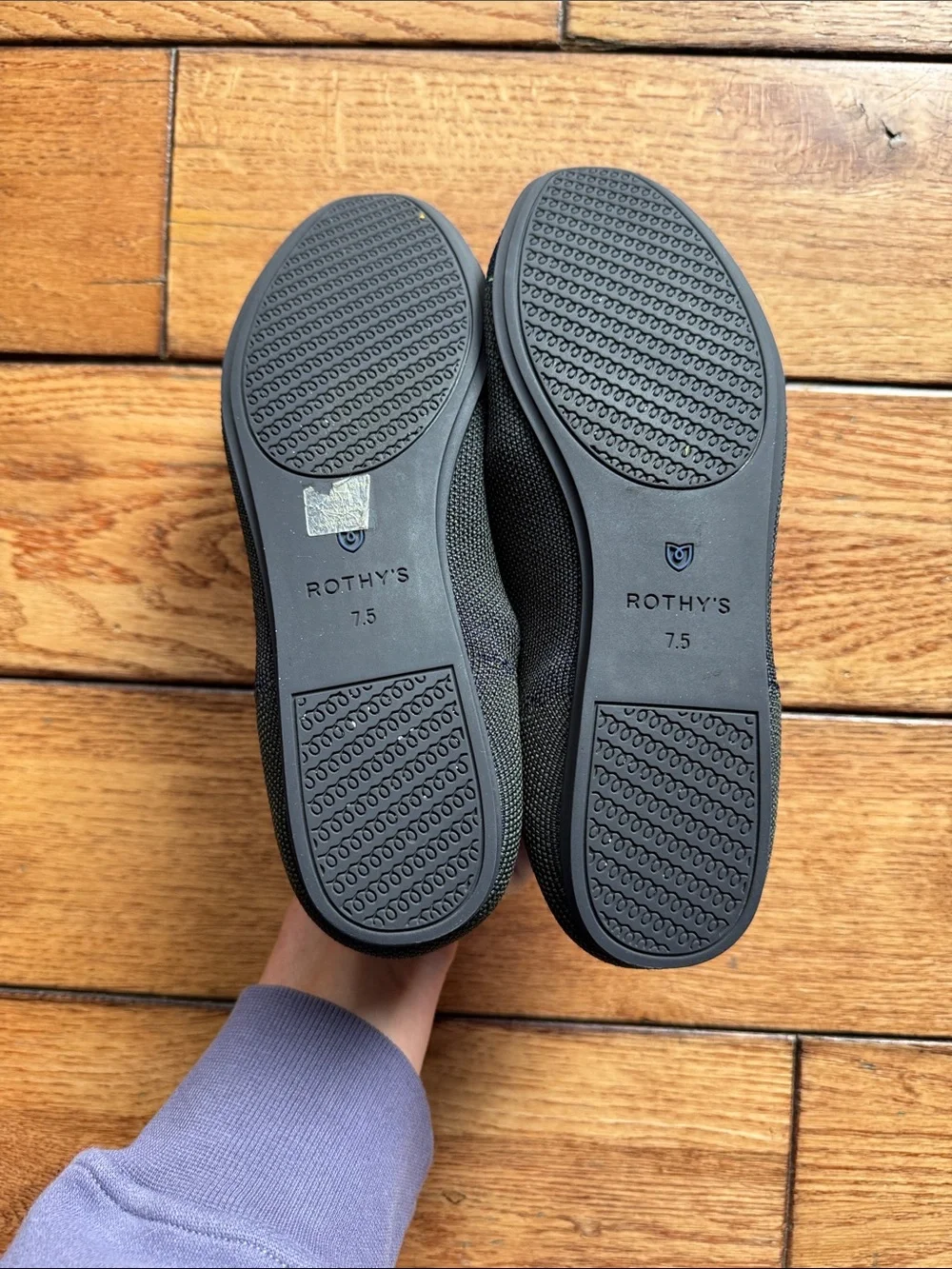 Rothy's The Square Highland Captoe Olive Navy Sz 7.5 Knit Ballet Flat Loafers